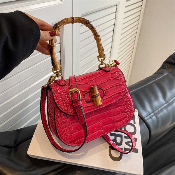 

women's new niche design for backpacks saddle bags super crocodile patterned bamboo joint portable one shoulder crossbody bag