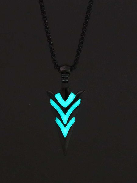 

men's accessories fashionable and popular men glow in the dark geometric charm necklace punk hip pop style alloy material for jewelry g, Silver