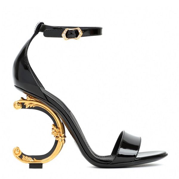 

luxury designer women nappa leathercalfskin slides baroque sandals patchwork denim colorful high heel wedding, Black