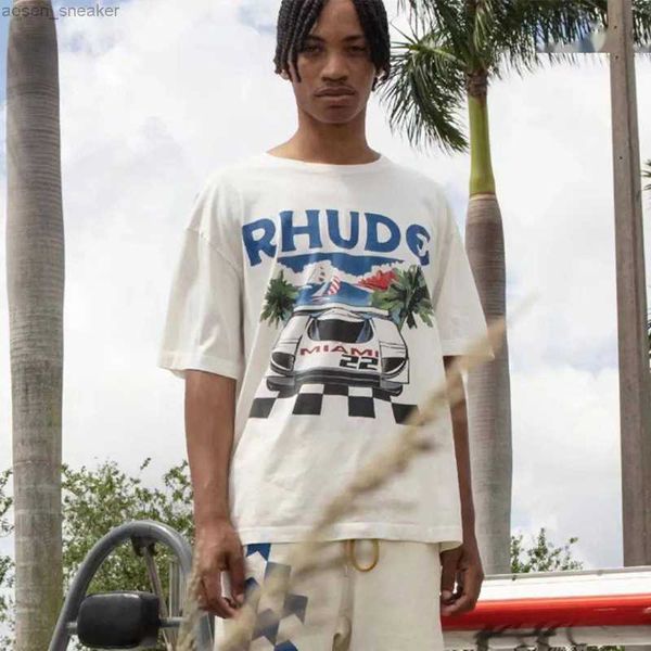 

2023 summer vintage rhude harajuku t shirt men women anime emo new oversized t-shirts rhude tee, White;black