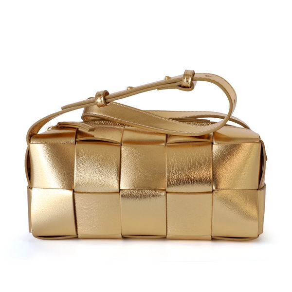 

9a gold woven mini square bag leather macaron women's bag shoulder bag texture crossbody bag