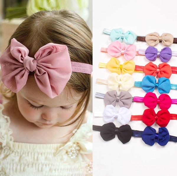 

baby bowknot hairbands cute newborn girls headband chiffon kids hair band good selling, Slivery;white