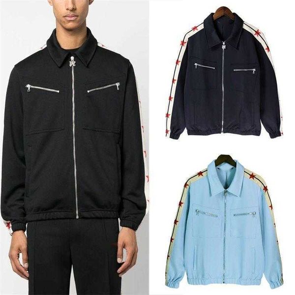

high version mens zipper jacket pa letter embroidered coat plam designer jacket men women sweatshirt loose casual varity jackets, Black;brown