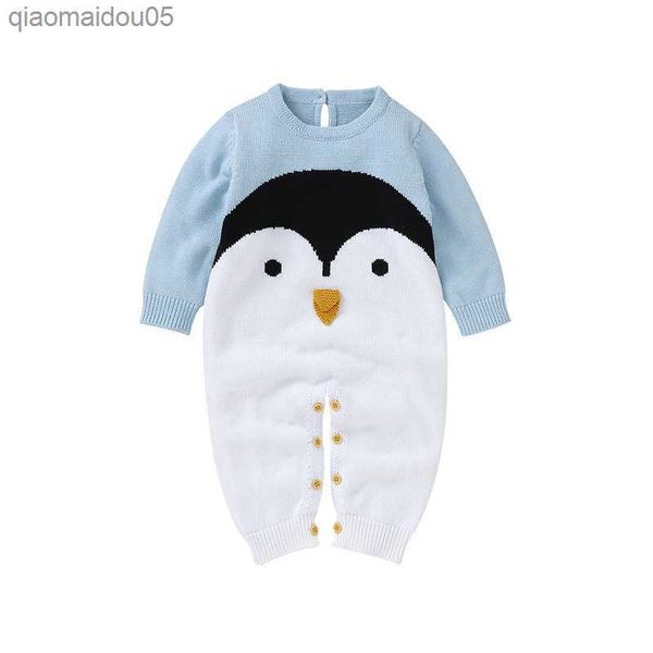 

wholesale long sleeve baby boys girls rompers soft infant jumpsuit bodysuit sleepsuit for 3-24m newborn l230712, Blue