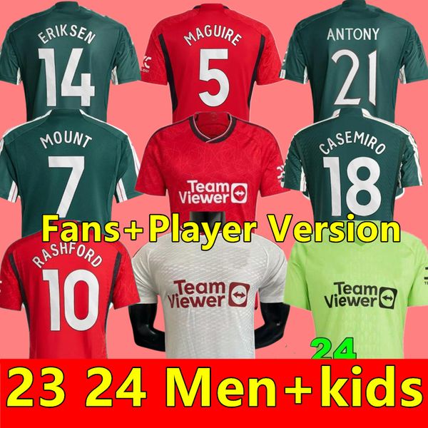 

22 23 24 sancho soccer jerseys antony martinez rashford casemiro eriksen 2024 2023 football shirt fans player mans utds martial b. fernandes, Black;yellow