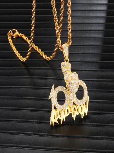 

hip hop full iced out bling 100 necklace gun rhinestone rope chain gold color pendants necklaces for men jewelry drop5226736, Silver