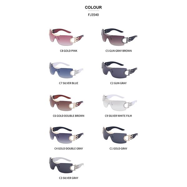 

one windproof y2k millennium sunglasses female tide european and american frameless one-piece sunglasses female, White;black