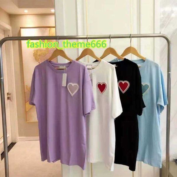 

women's t-shirt womens designer t shirts men tees fashion red classic letter heart embroidery tee casual women clothing short sleeve s, White