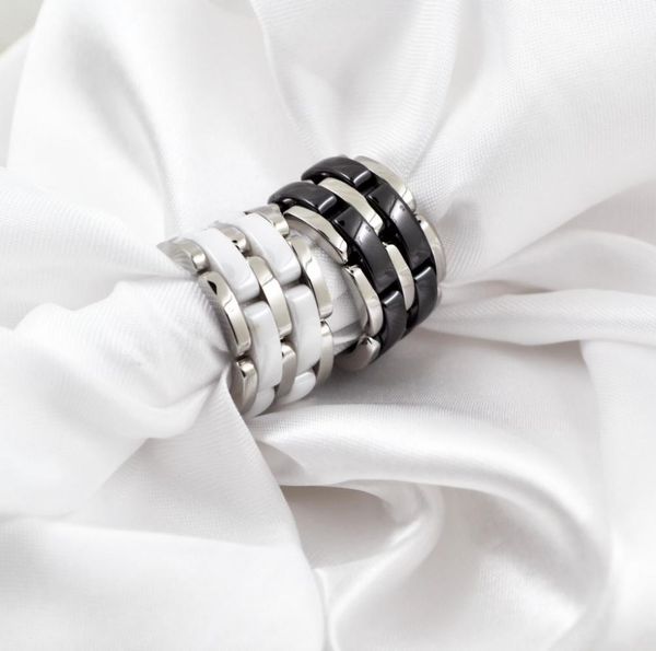 

classic single row ring black and white ceramic women039s couple finger wedding ring2723797, Golden;silver