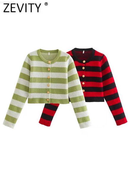 

women's jackets zevity women fashion o neck golden breasted striped short knitting sweater femme chic long sleeve slim cardigan coat c, Black;brown