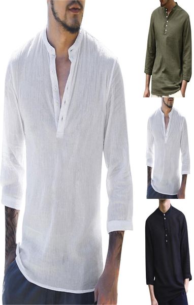 

2019 mens pullover linen shirts short sleeve spring summer breathable mens quality casual shirts slim fit solid cotton shirts men7267154, White;black