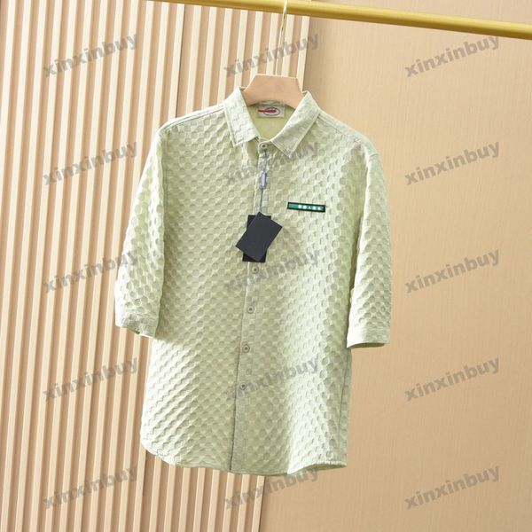 

xinxinbuy men designer tee t shirt 23ss paris plaid milano short sleeve cotton women white black green m-3xl, Black;brown