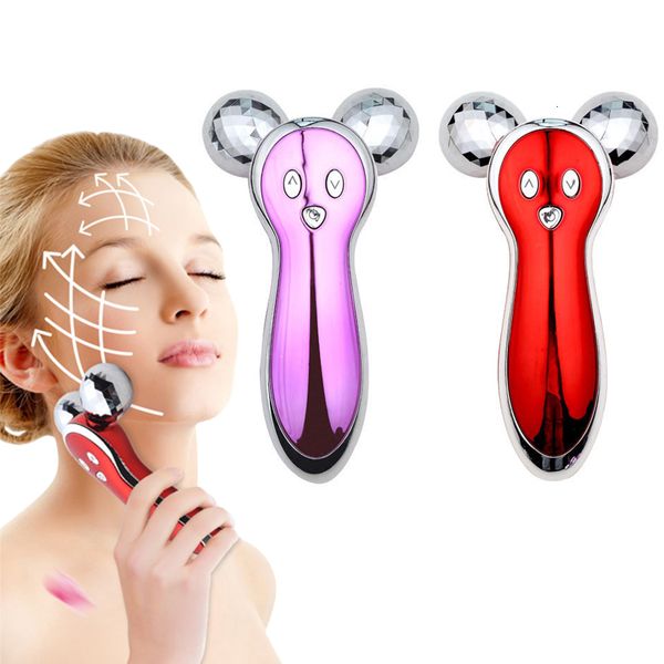

face massager 3d v roller massager microcurrent vibration skin firming wrinkle removal device body slimming shaping face massage tool 230720