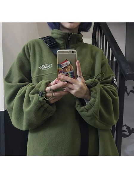 

women's hoodies sweatshirts houzhou vintage fleece green jackets women harajuku streetwear oversize zip up sweatshirts female korean fa, Black