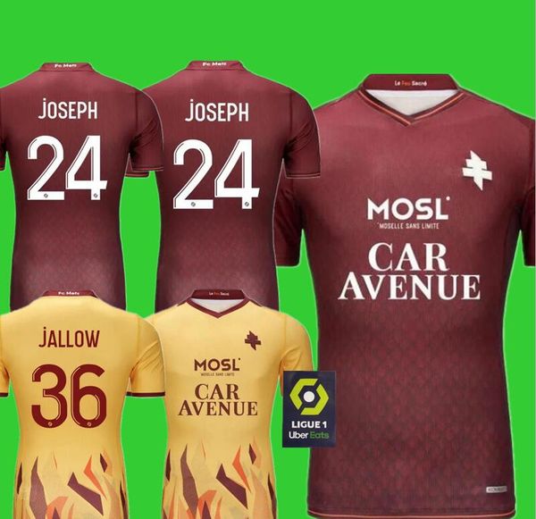 

23 24 fc metz soccer jerseys elisor mikautadze jallow niane 2023 2024 maillot de foot maziz udol yade joseph danley sabaly third football sh, Black;yellow