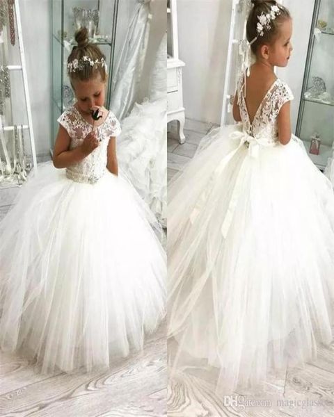 

vintage full lace flower girl dresses for weddings floor length girl pageant gowns kids princess communion dress2953286, White;blue