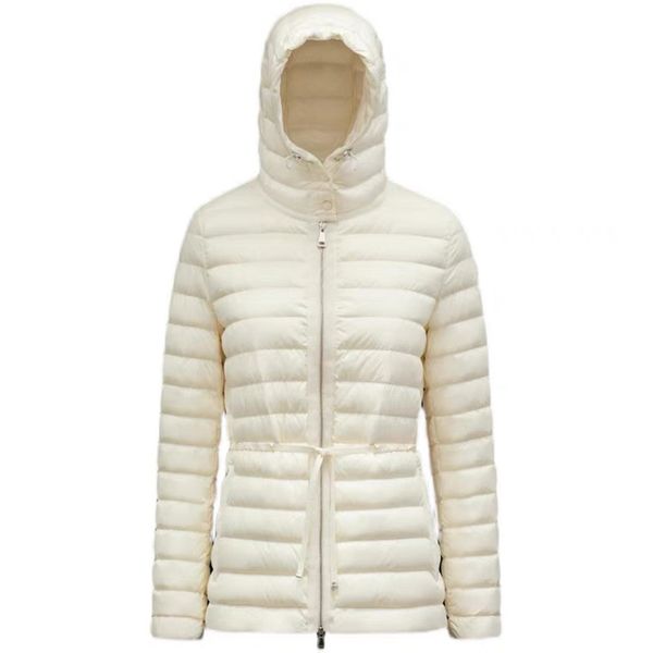 

monclairer raie winter lightweight hooded down jacket arm badge women puffer jacket waist frenulum designer woman down jackets size 1--4, Black
