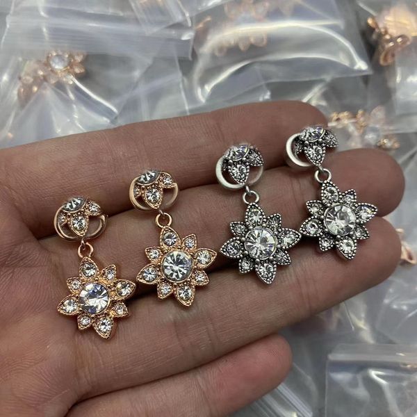 

girls new letter ear studs studded floral tassel flower earrings fashion simplicity women jewelry wedding gift with box, Silver