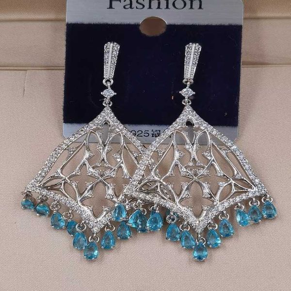 

live earring copper blue skirt earrings high grade mesh needle earrings, Golden