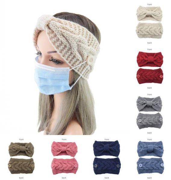 

13 styles winter knit headband ear warmer turban button hairband with mask head wrap for women girls fashion yoga sport headbands 6973666