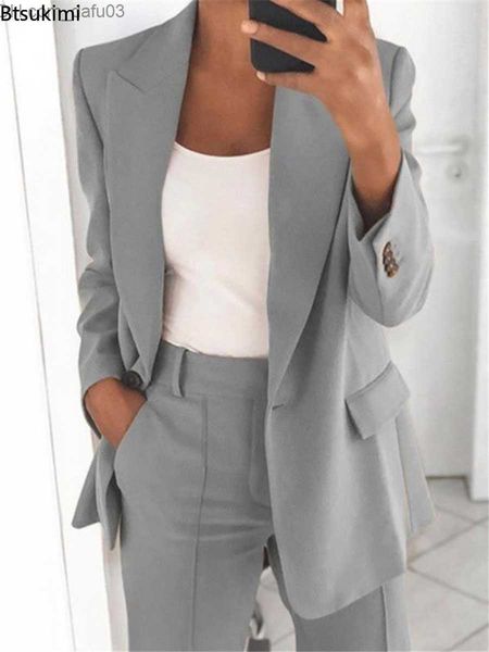 

women's two piece pants plus size 4xl 5xl women's clothing set two piece office women's business formal jacket and pants set, White