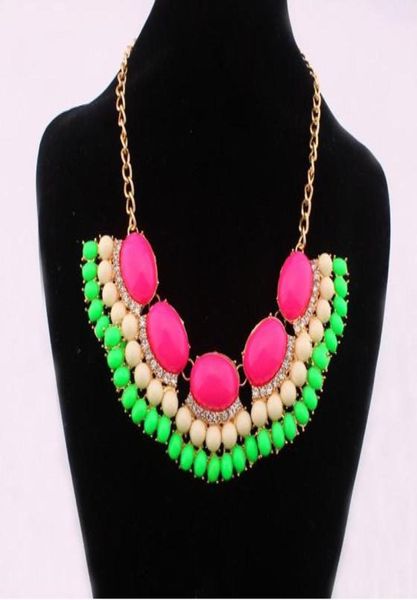 

new lady multi layer mixed colour fashion bib statement necklace collar 8colors 8234085, Blue;red