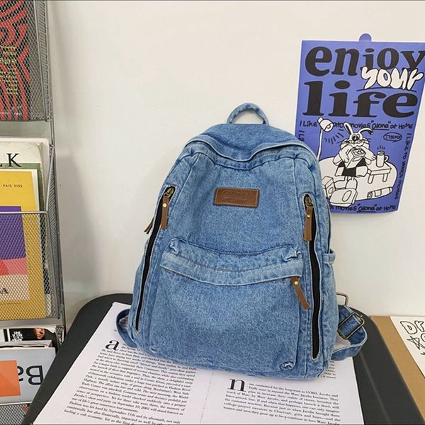 

school bags casual denim women s backpack large capacity feminina travel fashion student bag for girls mochila 230724