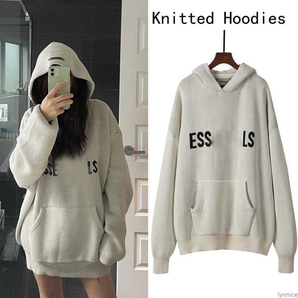 

2023 mens women designer essentialhoodie sweater knits keep warm in autumn winter hooded sweatshirt loose letter essentail hoodies casual pu, Black