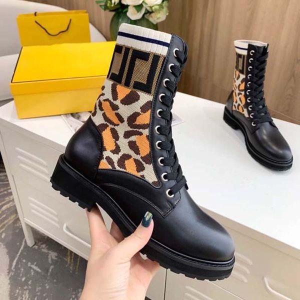 

designer boots letter knitted mid sleeve short boots spring and autumn fine heel high heel cowhide boots pointed head slim leg elastic boots, Black