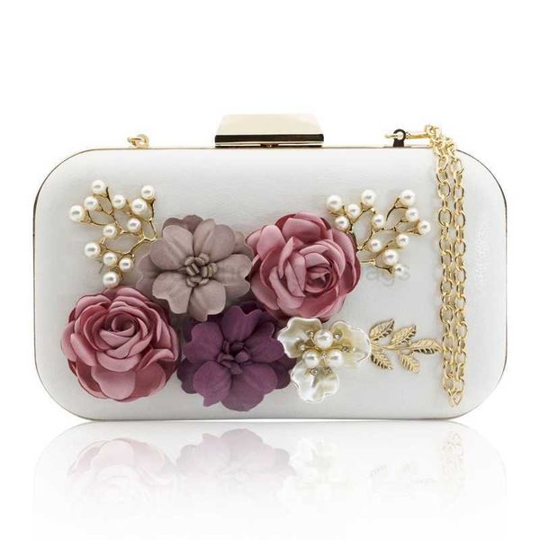 

evening bags women clutches purses bags flower leather envelope pearl wallet evening handbag(white)stylishdesignerbags