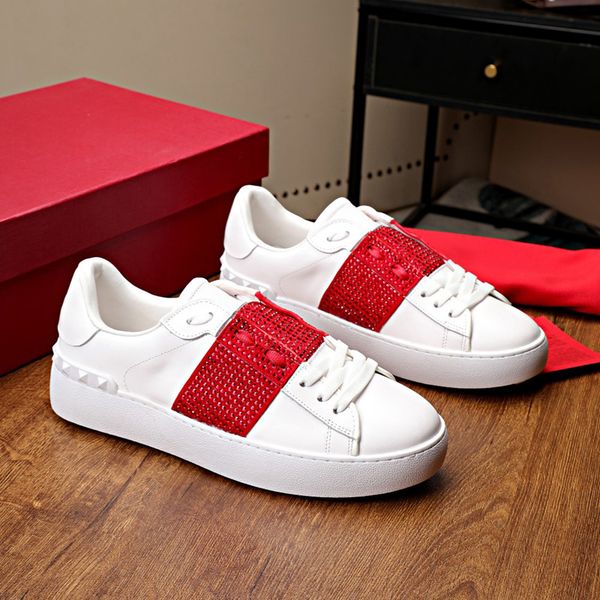 

stud open sneaker studs on band shoes womens white platform sneakers thick bottom spikes trainers fashion casual, Black