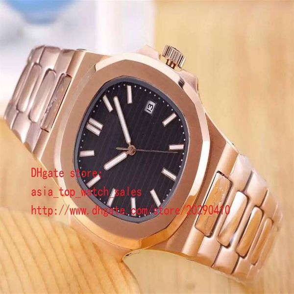 

4 colors version rose gold luxury watch 40 5mm nautilus 5711 1a-001 date asia mechanical transparent mechanical automatic men2856, Slivery;brown