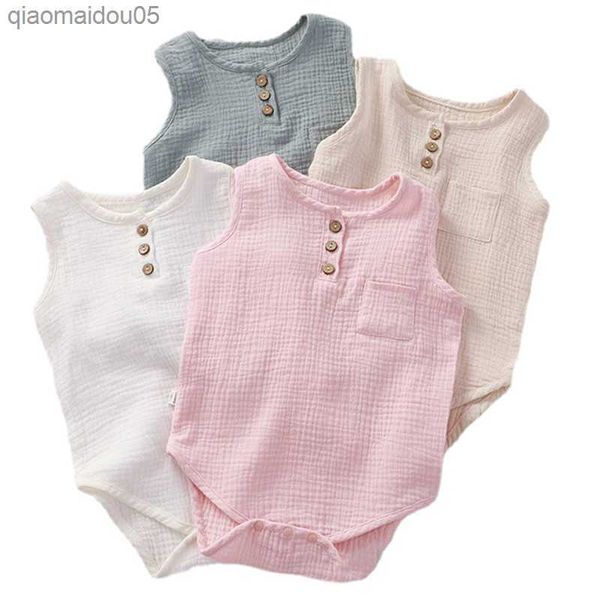 

summer infant baby boys girls romper muslin cotton sleeveless newborn rompers jumpsuit casual baby clothing wholesale clothes, Blue
