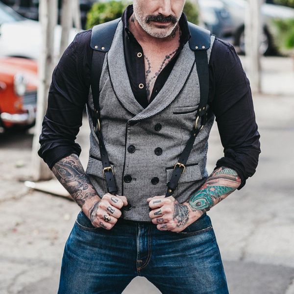 

men's suits blazers men's fashion double breasted vest v-neck casual england style gentleman vest wedding business suit vest 23072, White;black