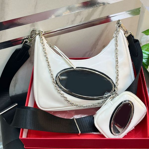 

three-piece shoulder bag chain crossbody bags women handbag designer purse metal hardware accessories nylon material zipper open