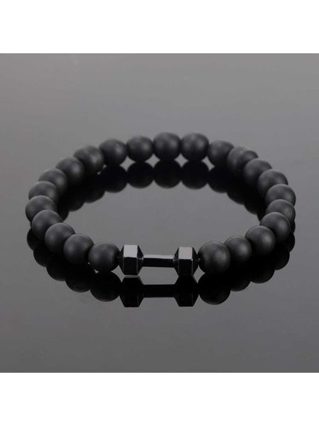 

men's accessories dumbbell decor beaded bracelet glass black