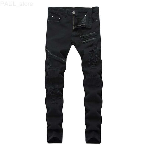 

men's mens jeans man high stretch straight long denim trousers fashion casual black color male business wear pants 230327 l230724, Blue