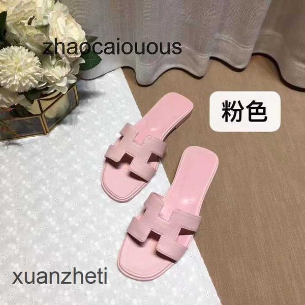 

sandal h shoes women's baida slippers 2023 slipper oran designer bear summer color matching leatflat sandals for tourism litchi pattern