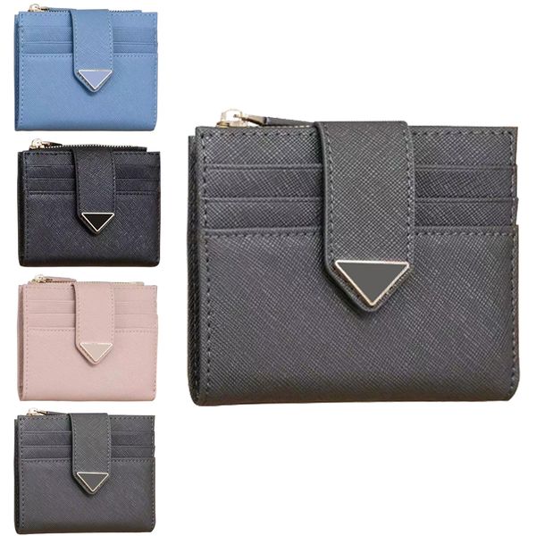 

mens small pink card case luxurys designer card holder passport holders saffiano triangle pocket organizer leather key wallets keychain coin, Brown;gray