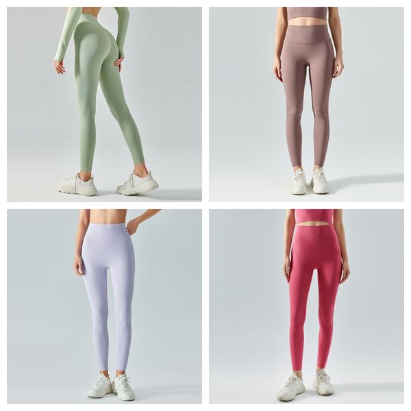 

da shu nude high waist tight yoga pants with double face brushed peach hip lifting running sports tight fitness pants, White;red