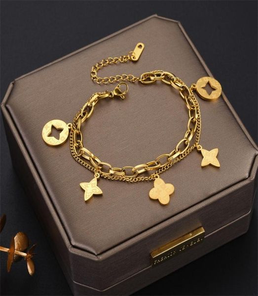 

love bracelets fashion classic 4four leaf clover charm bracelets for women womens fancy bracelet chains anniversary gift thanksgi3296576, Golden;silver