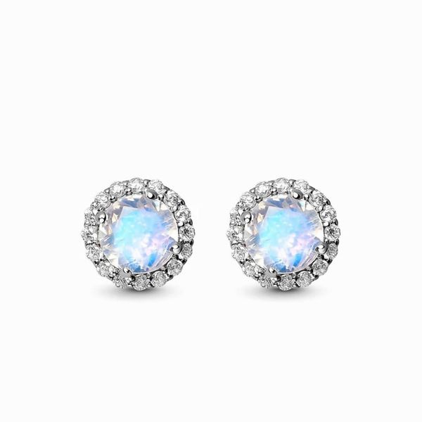 

selling s925 sterling silver moonstone colorful earrings for women in autumn and winter, Golden;silver