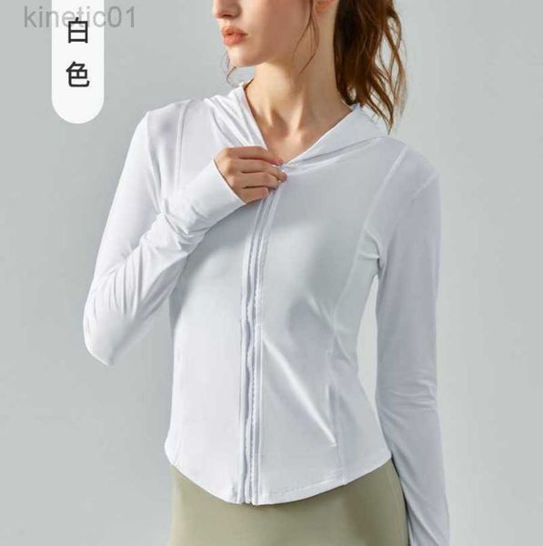 

desginer alo yoga jacket spring/summer sunscreen coat women's outdoor cycling sports zipper hooded soldier tennis training shirt, Black;brown