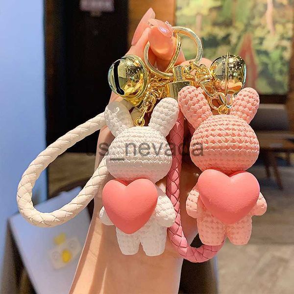 

keychains lanyards cartoon nordic bunny doll keychain fashion punk rabbit keyring couple accessories personality cute bag car pendant key ch, Silver