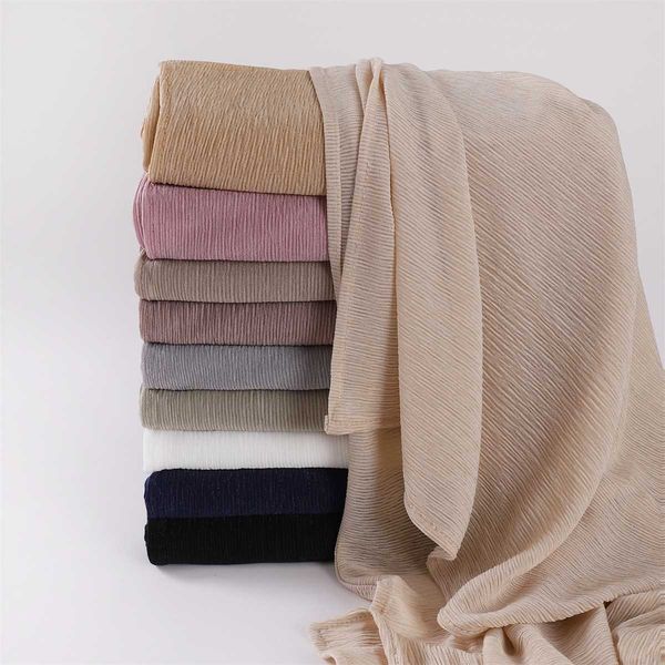 

new women's soft solid color elastic breathable and wrinkled jersey pleated headband scarf, Blue;gray