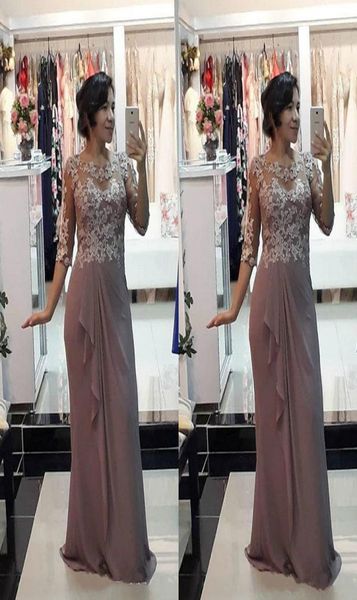 

lace applique half sleeves mother of the bride dresses ruched chiffon long prom dress bride party gowns8730377, Black;red