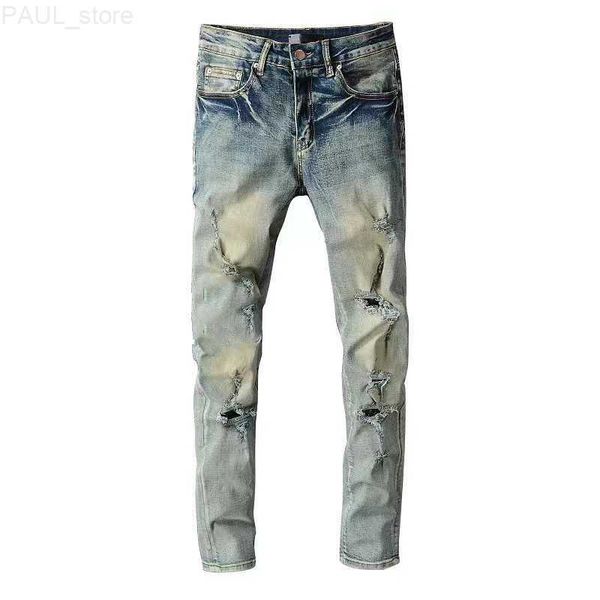 

men's purple designer mens man jeans for man embroidery pants luxury embroidered patches denim trouser skinny jeans ripped jean l230724, Blue