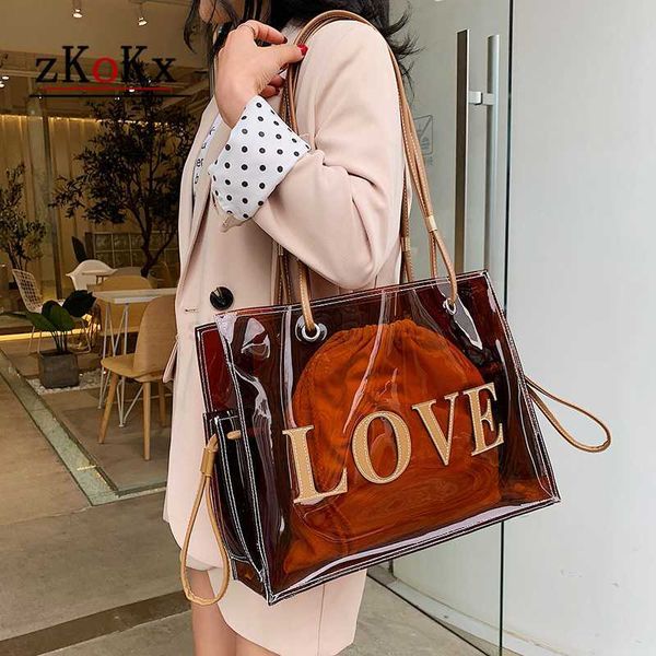 

totes fashion lady transparent shoulder bags for women clear bag 2020 summer beach bag big totes lady travel handbags large-capacitystylishd