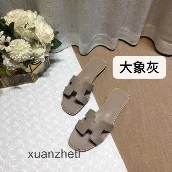 

slippers oran shoes 2023 slipper bear summer sandal women's baida designer color matching leather flat sandals for tourism litchi patte
