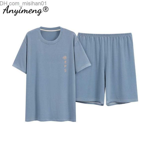 

men's sleepwear ice feeling modal men's short pajamas plus size l-5xl elegant design men's pajamas set casual pajamas z230725, Black;brown